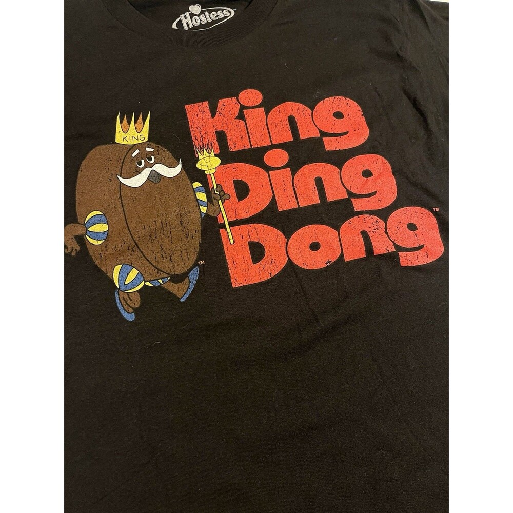 Hostess King Ding Dong Graphic Print T-Shirt MEDIUM Black Snack Food Promo Logo